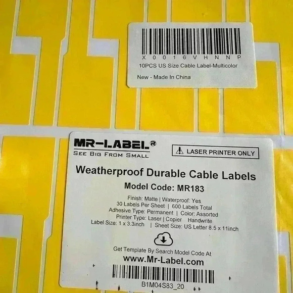 New Mr Label Weatherproof Cable Labels. Various Color. Laser Printer. 600 Labels - Picture 3 of 5